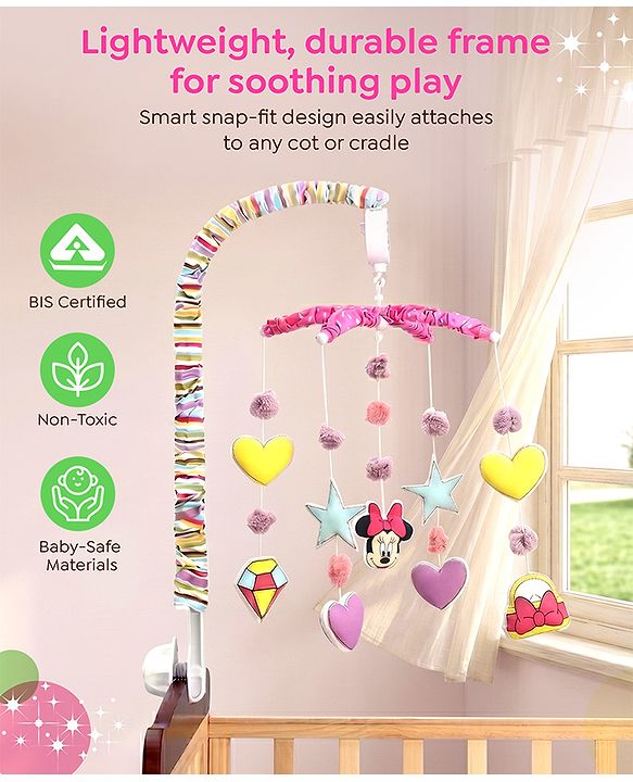 Babyhug Disney Mickey Musical Cot Mobile for Newborn & Toddlers| Crib Décor Toy| Rotating Figures & Gentle Music| Motor Skills & Visual Tracking| Stimulates Hearing| Baby Shower Gift | BIS Certified