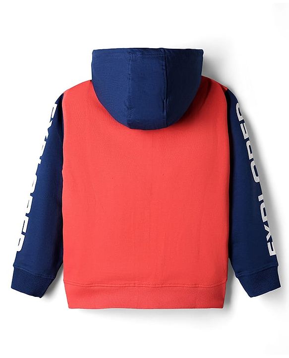 Pine Kids Cotton Knit Full Sleeves Hooded Sweatjacket With Tiger Print - Multicolor