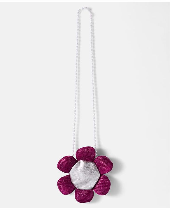 Babyhug Single Jersey Knit Full Sleeves Polka Dots Printed Frock With Leggings & Floral Sling Bag - Purple