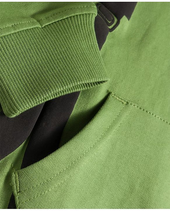 Pine Kids Cotton Knit Full Sleeves Hooded Sweatshirt With Front & Back Explorer Print & Kangaroo Pockets - Green
