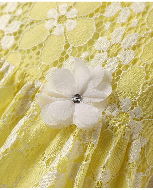 Babyhug 100% Cotton Half Sleeves Frock With Floral Design - Yellow