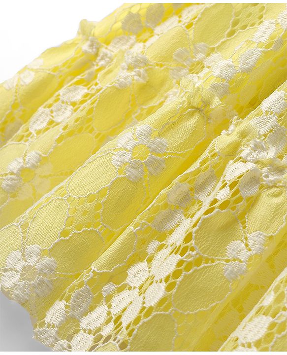 Babyhug 100% Cotton Half Sleeves Frock With Floral Design - Yellow
