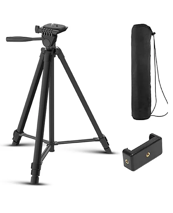 Digitek Tripod DTR 480 LW 57 Inch Portable Aluminium Alloy Tripod with Smartphone Holder & 360° Ball Head 3 Section Adjustment 2kg Load Capacity Carry Bag Compatible with Smartphone & DSLR - Black