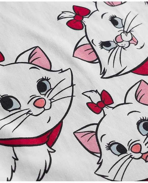 Babyhug Disney Single Jersey Knit Half Frill Sleeves T-Shirt with Shorts Set and Marie Graphic - Red & White