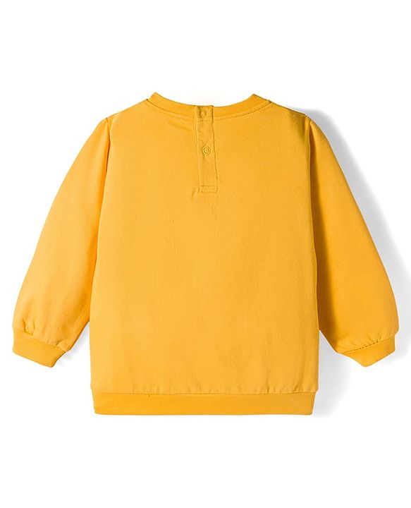 Babyhug Terry Knit Full Sleeves Top and Jeans Set With Smile Text Print - Yellow & Blue