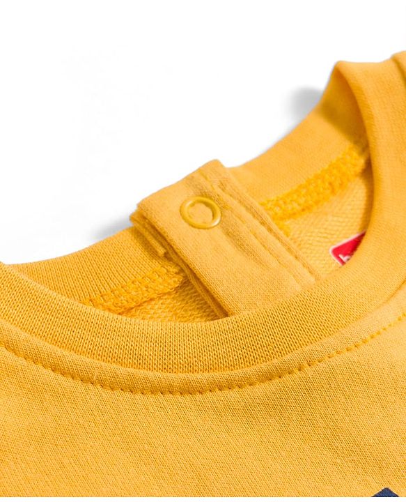 Babyhug Terry Knit Full Sleeves Top and Jeans Set With Smile Text Print - Yellow & Blue