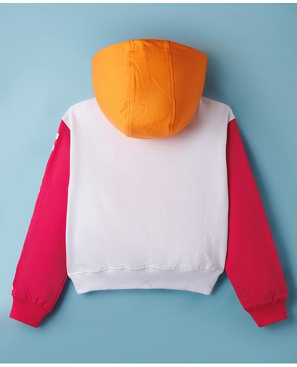 Pine Kids Cotton Knit Full Sleeves Cut & Sew Hooded Sweatshirt with Text Graphic - Multicolor