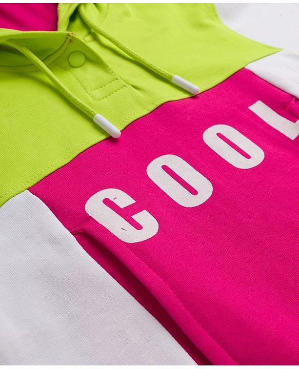 Pine Kids Cotton Knit Full Sleeves Cut & Sew Hooded Sweatshirt with Text Graphic - Multicolor