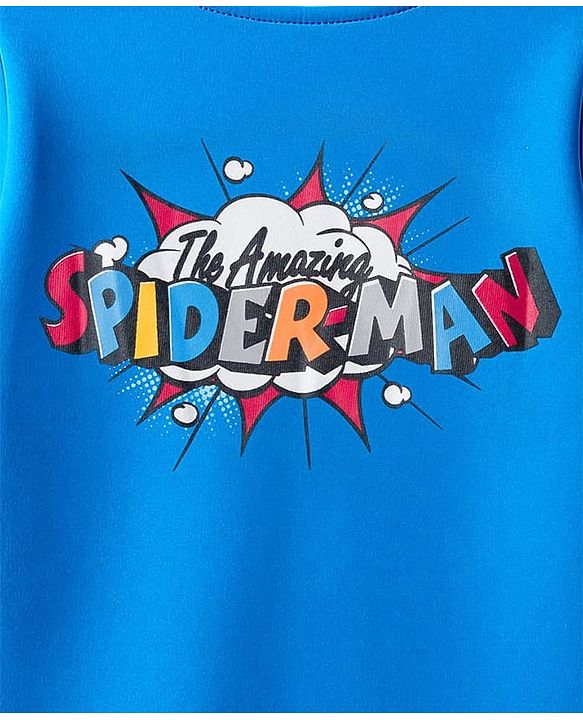 Babyhug Marvel Single Jersey Knit Half Sleeves T-Shirt With Spider-Man Graphics - Blue