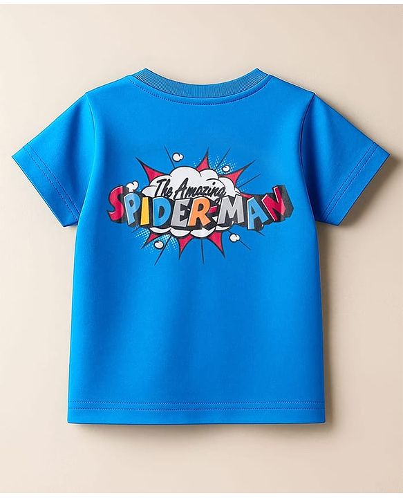 Babyhug Marvel Single Jersey Knit Half Sleeves T-Shirt With Spider-Man Graphics - Blue