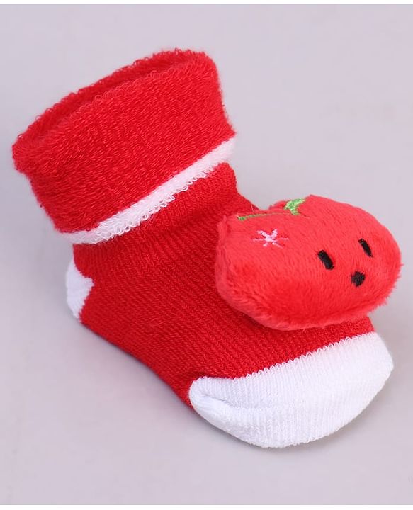 Cute Walk by Babyhug Fabric Socks With Tomato Applique - Red