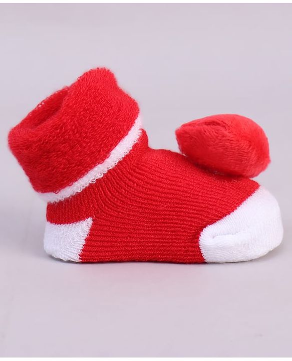 Cute Walk by Babyhug Fabric Socks With Tomato Applique - Red