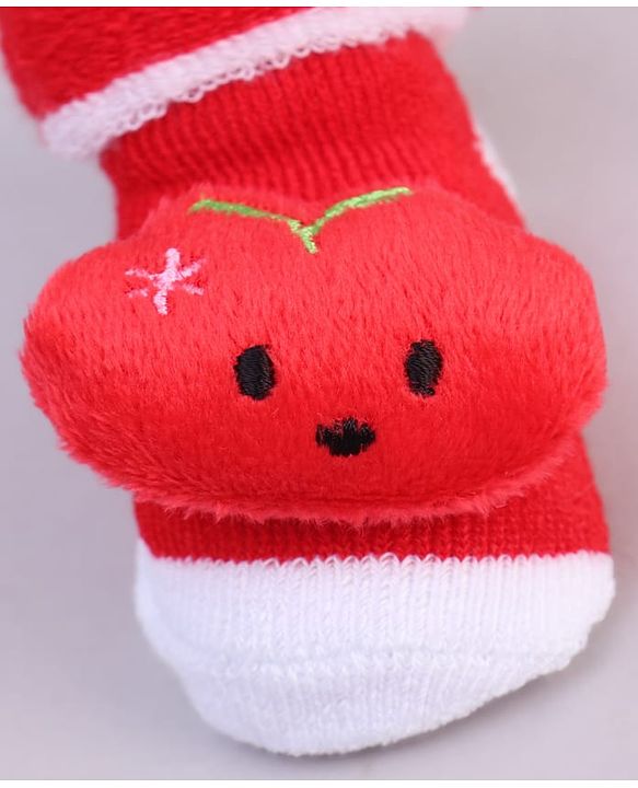 Cute Walk by Babyhug Fabric Socks With Tomato Applique - Red