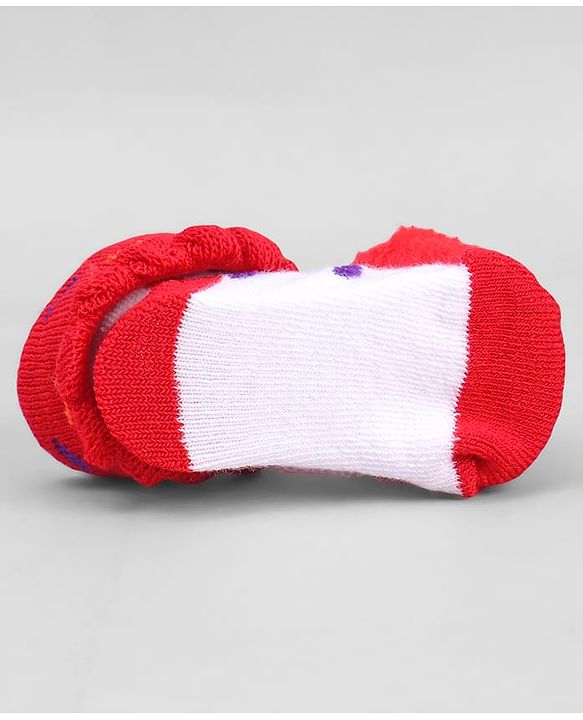 Cute Walk by Babyhug Socks With Tomato Applique & Polka Dot Design - Red