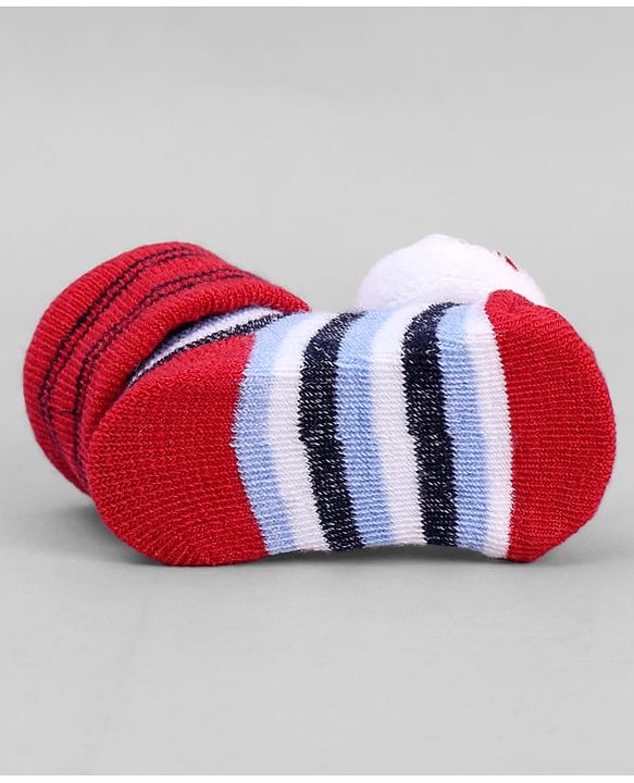 Cute Walk by Babyhug Designed Socks With Football Applique - Red