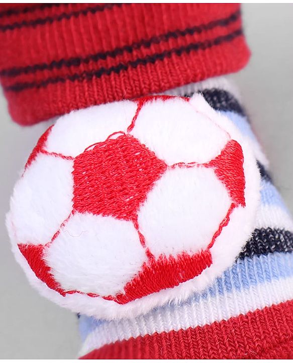 Cute Walk by Babyhug Designed Socks With Football Applique - Red