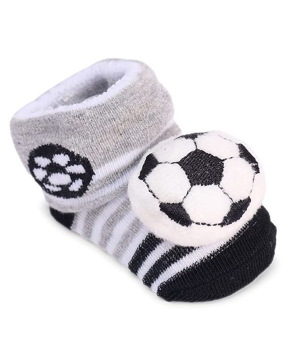 Cute Walk by Babyhug Designed Socks With Football Applique - Black