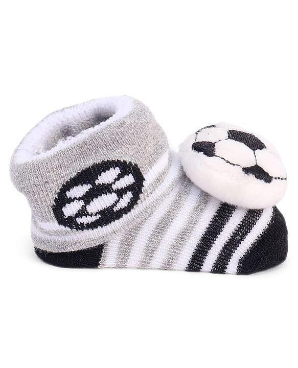 Cute Walk by Babyhug Designed Socks With Football Applique - Black
