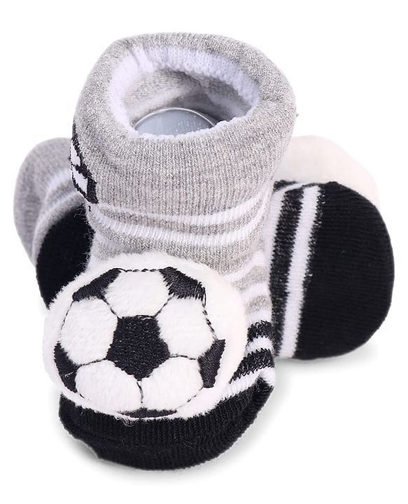 Cute Walk by Babyhug Designed Socks With Football Applique - Black