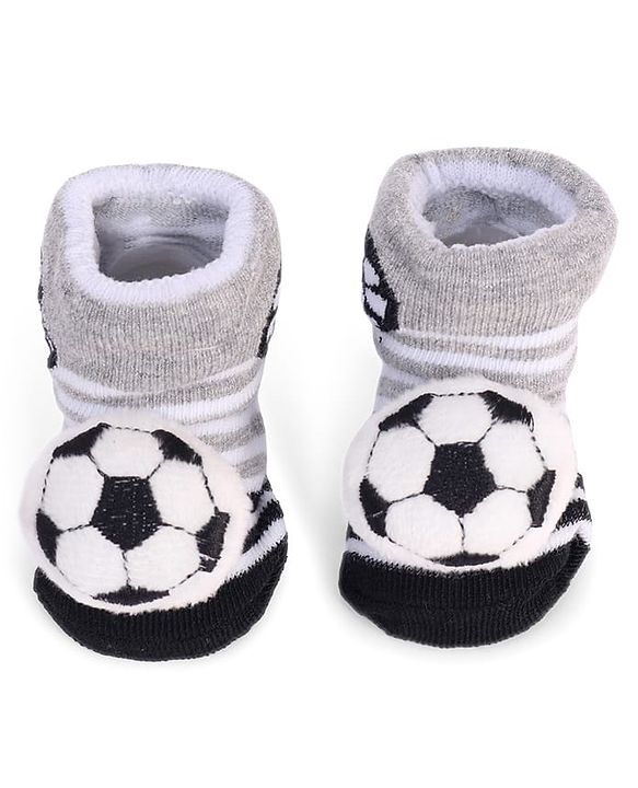 Cute Walk by Babyhug Designed Socks With Football Applique - Black