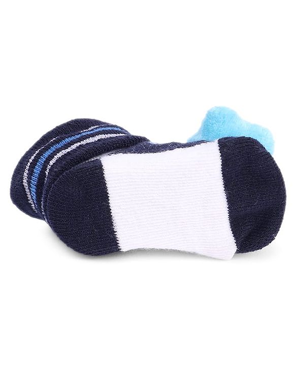 Cute Walk by Babyhug Striped Fabric Socks With Star Applique - Black