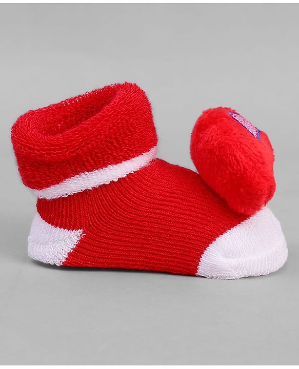 Cute Walk by Babyhug Socks With Vehicle Applique - Red