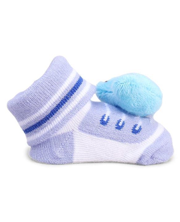 Cute Walk by Babyhug Striped Fabric Socks With Animal Applique - Multicolor