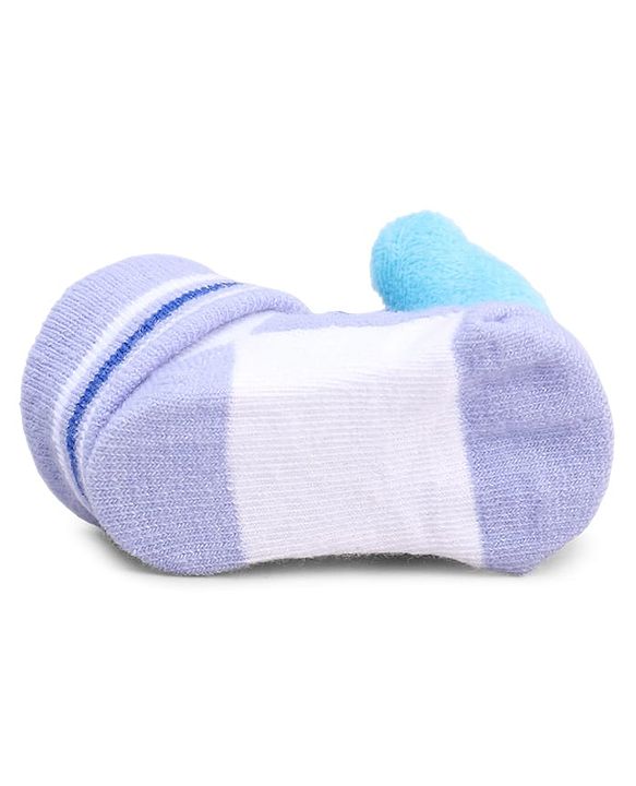 Cute Walk by Babyhug Striped Fabric Socks With Animal Applique - Multicolor