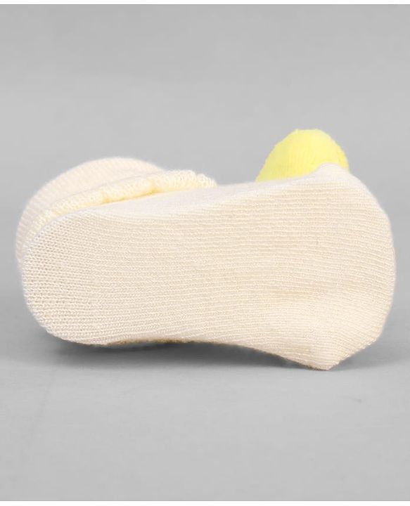 Cute Walk by Babyhug Ankle Length Sock Shoes with Bunny Applique - Cream