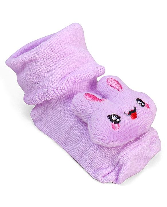 Cute Walk by Babyhug Socks With Bear Applique - Purple