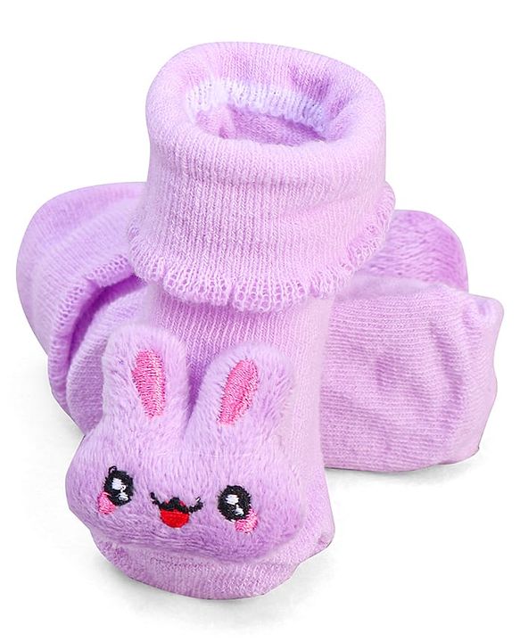 Cute Walk by Babyhug Socks With Bear Applique - Purple