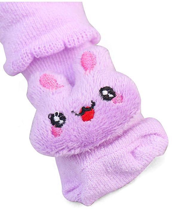 Cute Walk by Babyhug Socks With Bear Applique - Purple