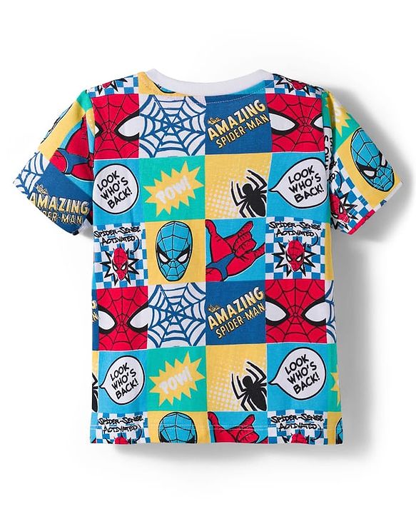 Babyhug Marvel Single Jersey Knit Half Sleeves T-Shirt with Spider Man Graphics - White
