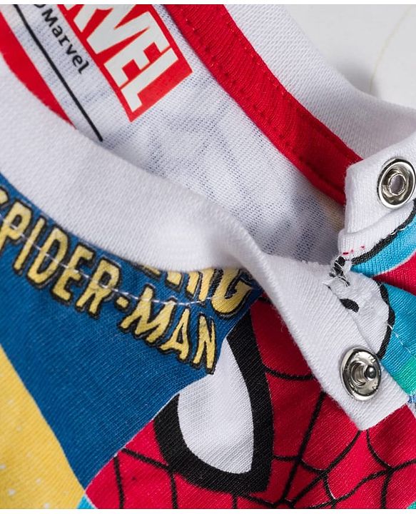 Babyhug Marvel Single Jersey Knit Half Sleeves T-Shirt with Spider Man Graphics - White