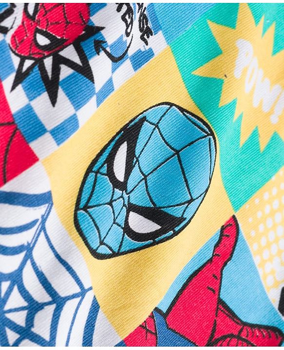 Babyhug Marvel Single Jersey Knit Half Sleeves T-Shirt with Spider Man Graphics - White