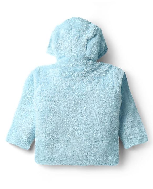 Babyhug Sherpa Fur Knit Full Sleeves Hooded Winter Fur Jacket With Ear Applique - Yellow