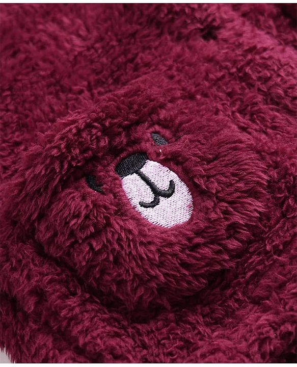 Babyhug Sherpa Fur Knit Full Sleeves Hooded Winter Fur Jacket With Ear Applique - Yellow