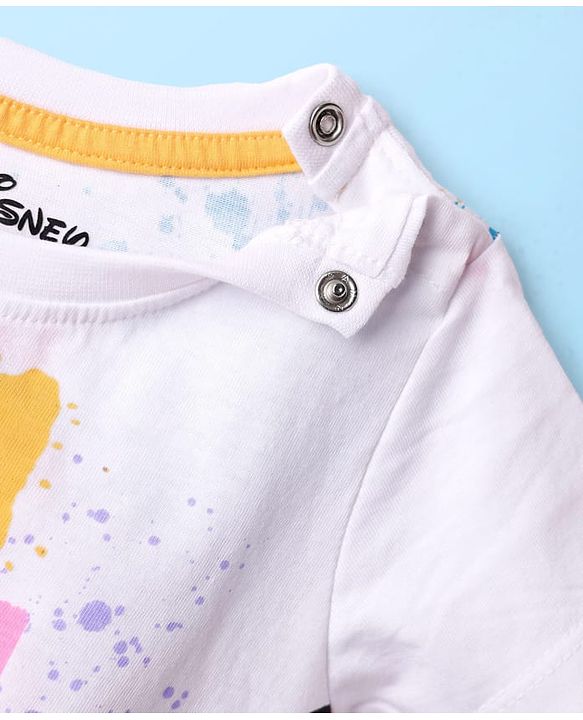Babyhug Disney Single Jersey Knit Half Sleeves T-Shirt with Front & Back Minnie and Friends Graphic - White