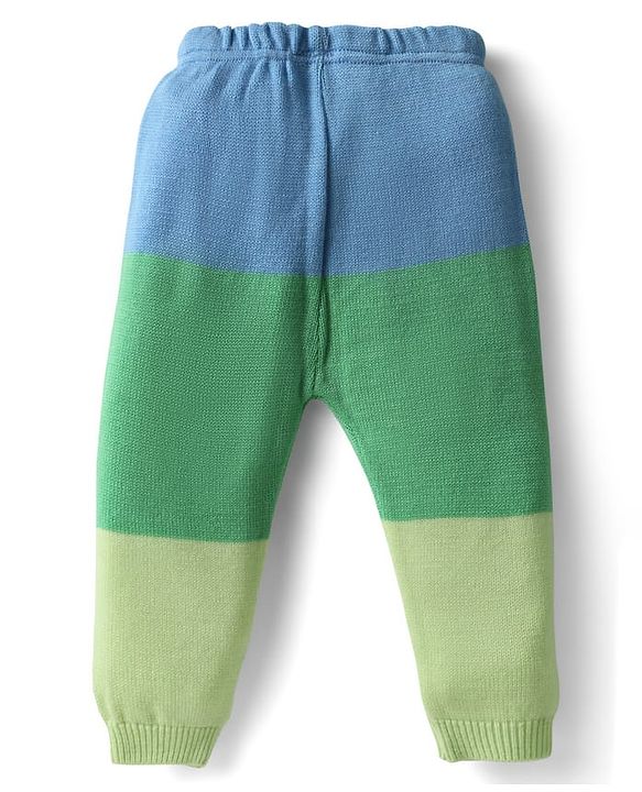 Babyhug Knit Full Sleeves Striped Animal Embroidered Pullover Sweater Set - Multi Colour