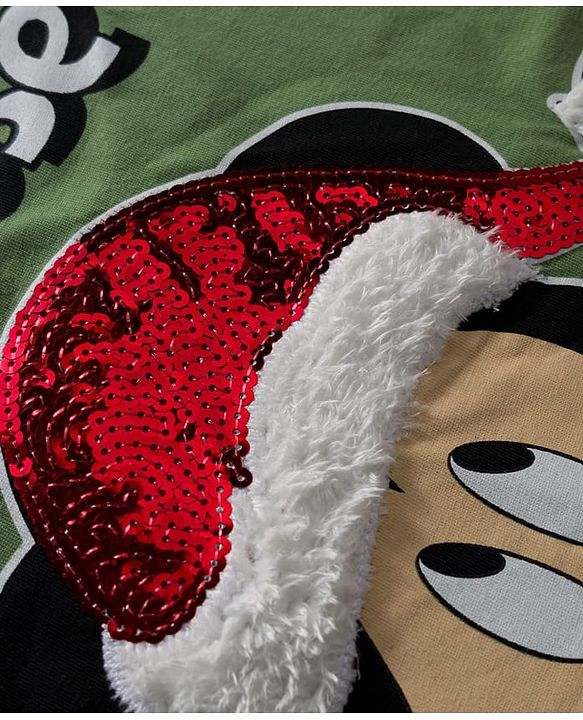 Babyhug Disney Single Jersey Knit Full Sleeves T-Shirt with Mickey Mouse Graphics & Sequin Badge Detailing - Green