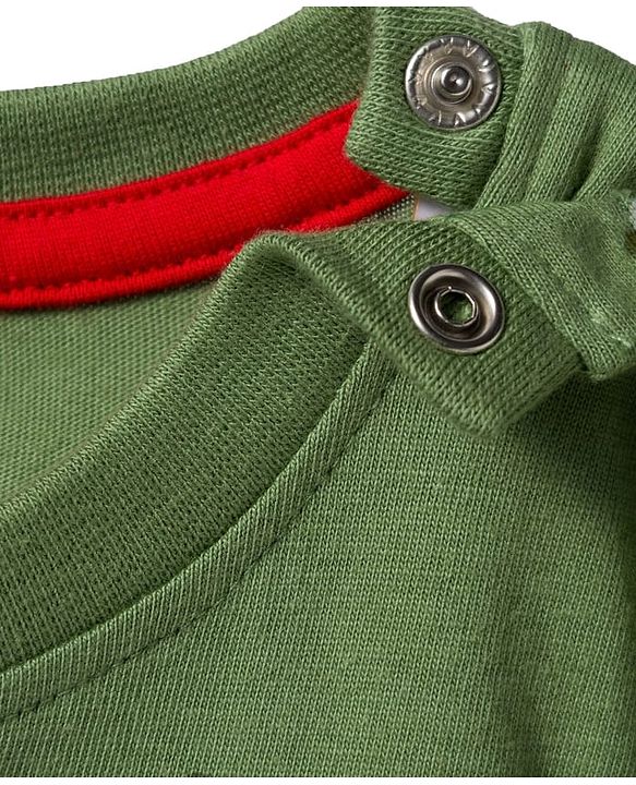 Babyhug Disney Single Jersey Knit Full Sleeves T-Shirt with Mickey Mouse Graphics & Sequin Badge Detailing - Green