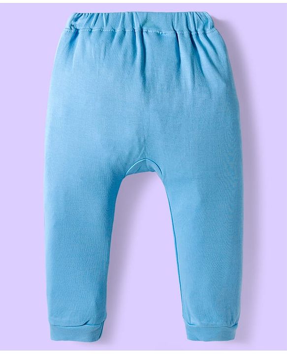 Babyhug Disney Interlock Knit Full Length Diaper Leggings with Winnie the Pooh Graphics & Stripes Pack of 3 - White & Light Blue