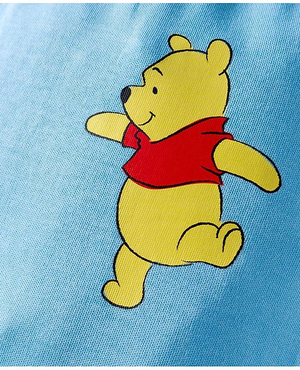 Babyhug Disney Interlock Knit Full Length Diaper Leggings with Winnie the Pooh Graphics & Stripes Pack of 3 - White & Light Blue