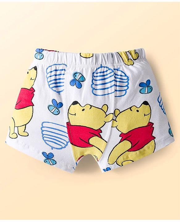 Babyhug Disney Single Jersey Knit Trunks with Winnie the Pooh Graphics Pack of 3 - White & Light Blue