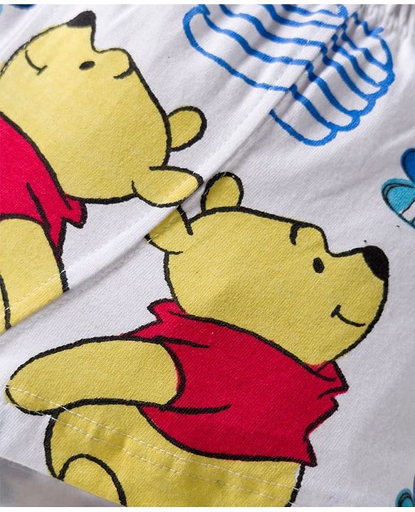 Babyhug Disney Single Jersey Knit Trunks with Winnie the Pooh Graphics Pack of 3 - White & Light Blue