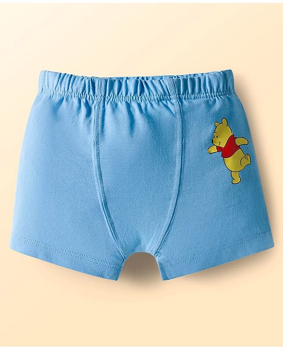 Babyhug Disney Single Jersey Knit Trunks with Winnie the Pooh Graphics Pack of 3 - White & Light Blue