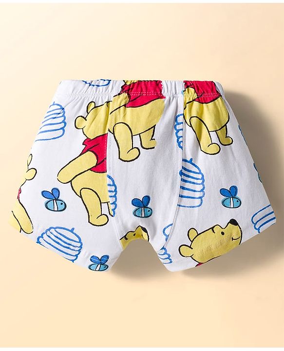 Babyhug Disney Single Jersey Knit Trunks with Winnie the Pooh Graphics Pack of 3 - White & Light Blue