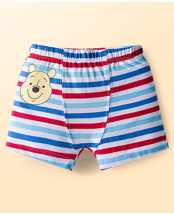 Babyhug Disney Single Jersey Knit Trunks with Winnie the Pooh Graphics Pack of 3 - White & Light Blue