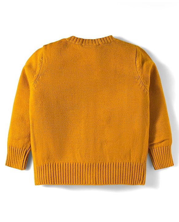 Babyhug Knit Full Sleeves Front Open Sweater with Cable Knit Design - Yellow