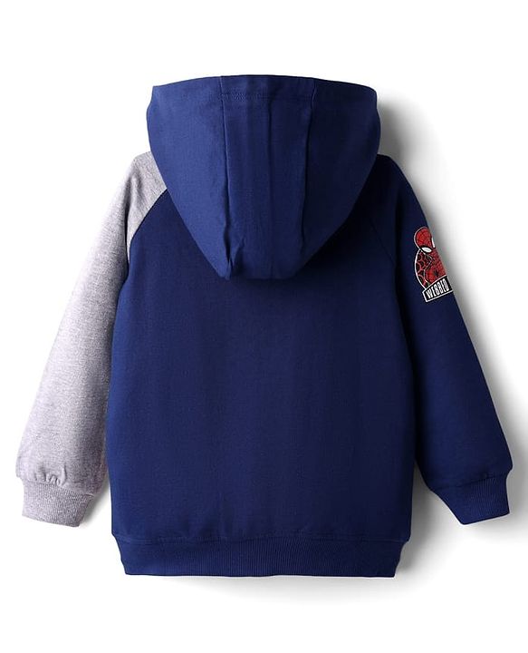 Babyhug Marvel Terry Knit Full Raglan Sleeves Hooded Sweatjacket With Spider Man Graphics - Multi Colour